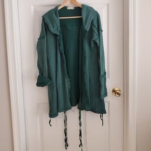 Destroyed open front hoodie